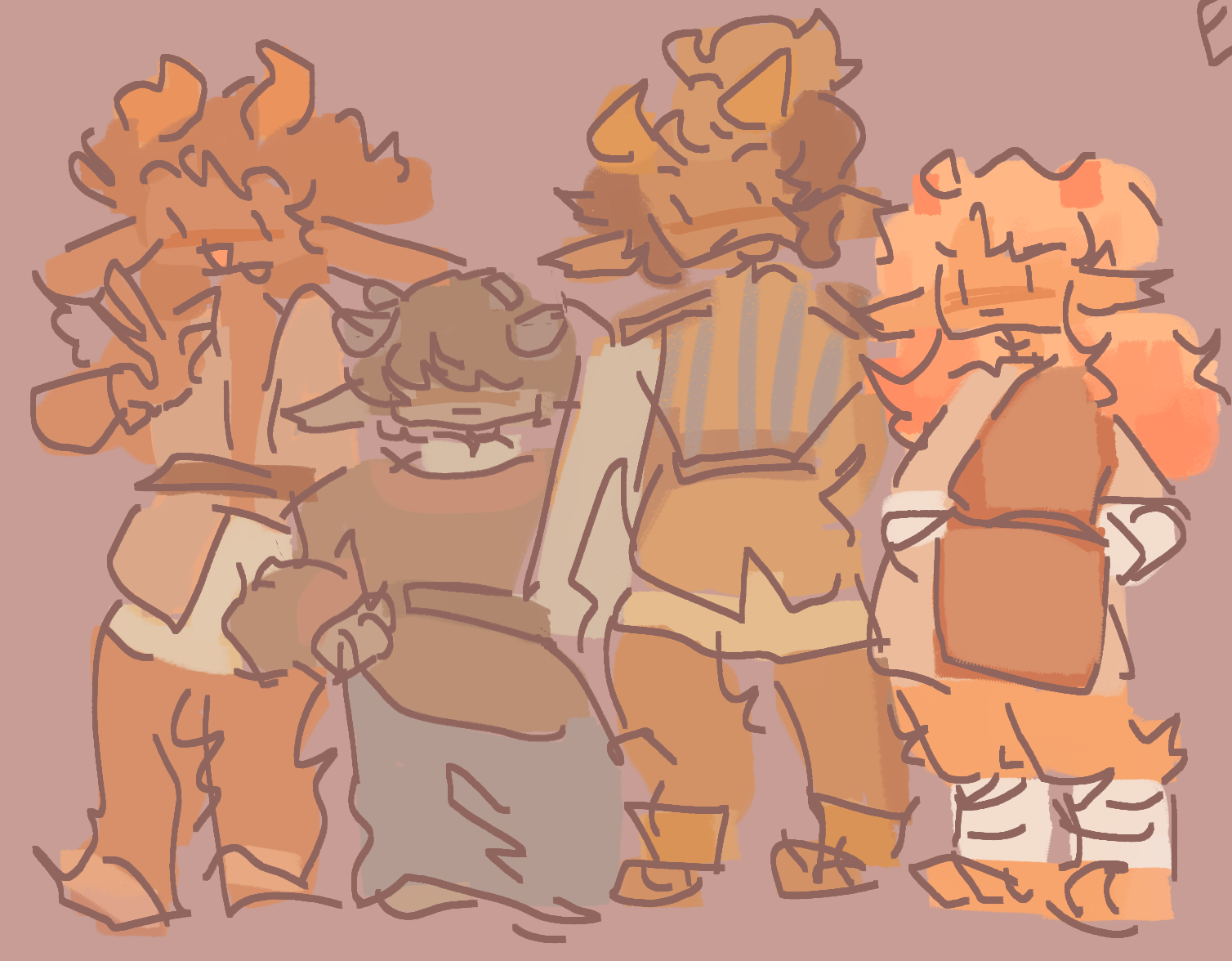 a messy lineup of four different tehyans